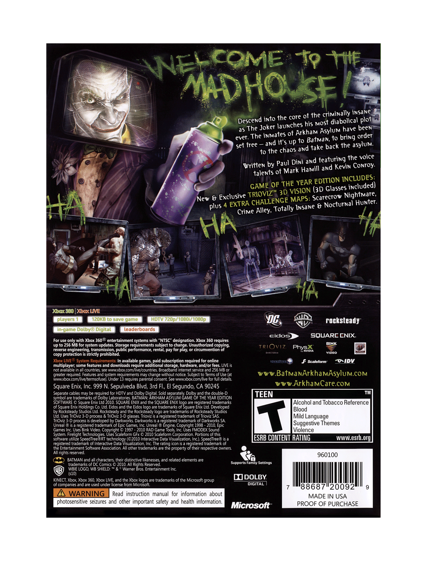 Batman Arkham Asylum Game of the Year Edition (cib)