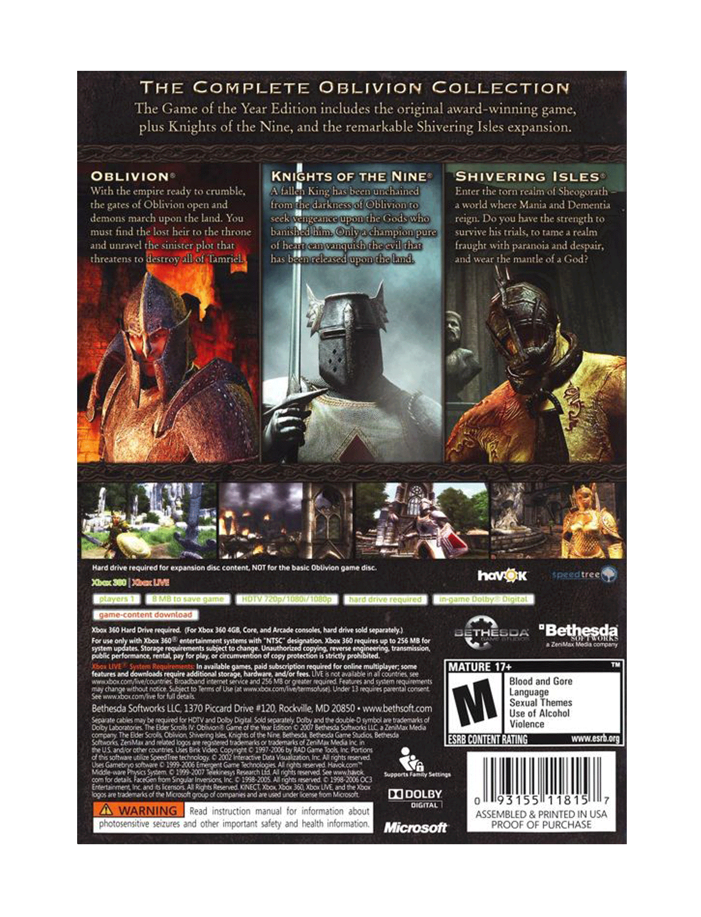 The Elder Scrolls IV Oblivion Game of the Year Edition (cib)