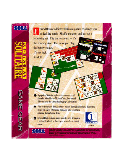 Poker Face Paul's Solitaire (cib)