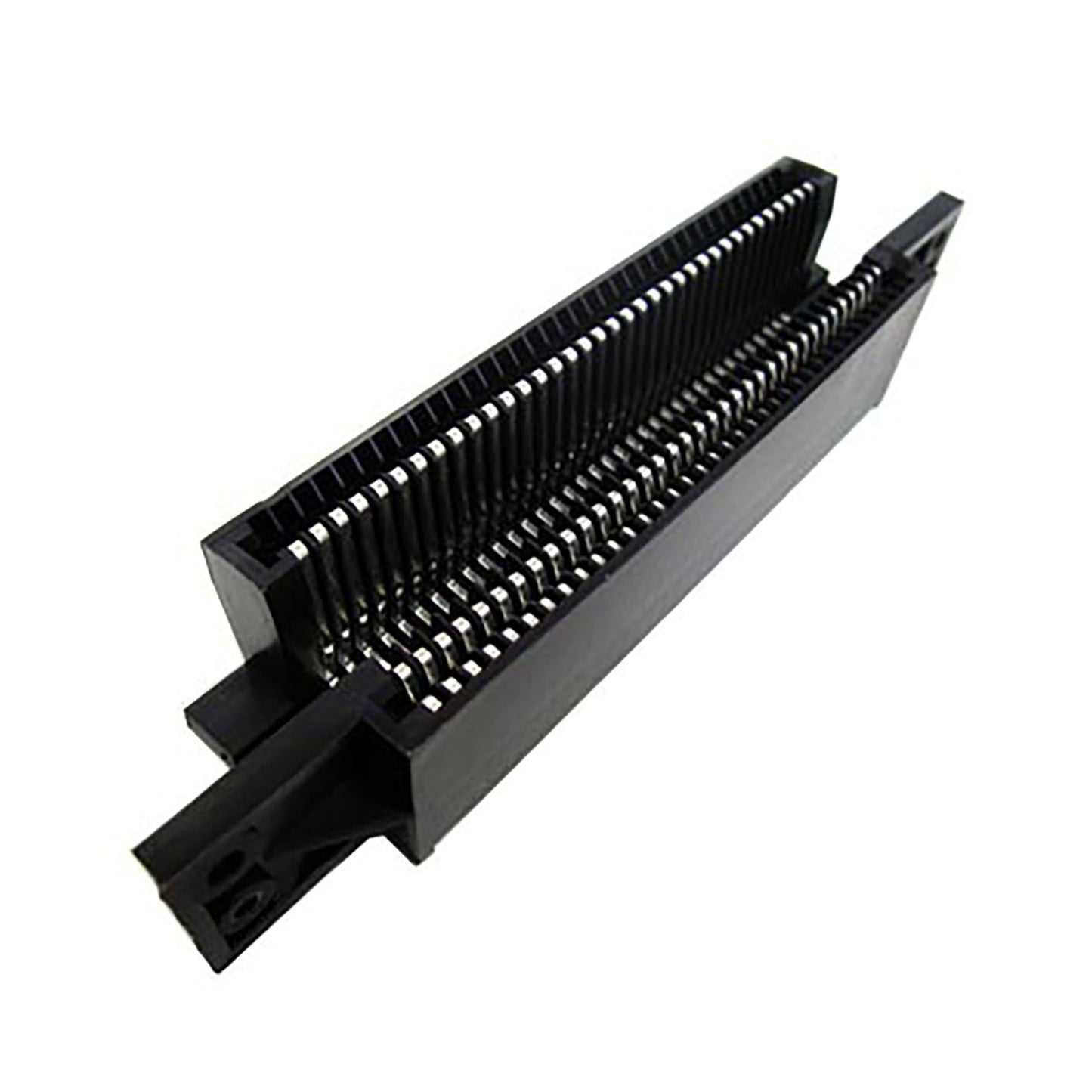 A black plastic multi-pin connector housing with a row of silver metal pins, shown on a plain white background. 72 pin for original nintendo nes system