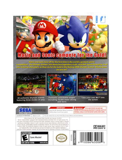Mario & Sonic At Olympic Games Beijing 2008 (cib)