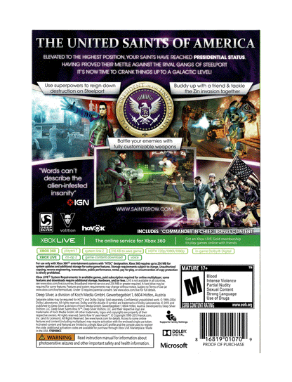 Saints Row IV Commander in Chief Edition (cib)