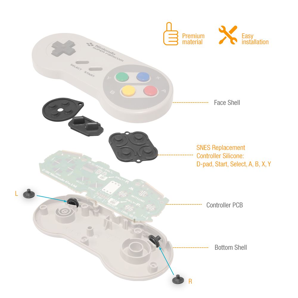 Silicone Replacement Pads for SNES Controllers